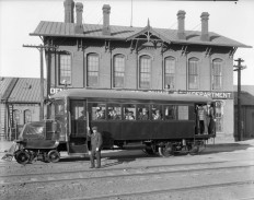 Mack RailBus on trial at D and RGW Burnham Shops. Courtesy DPL Western History Collection GB-8100